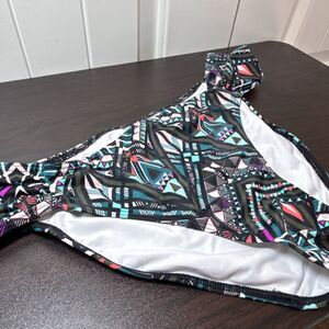 Victoria's Secret PINK Multicolor Geometric Lined Bikini Bottom Size L